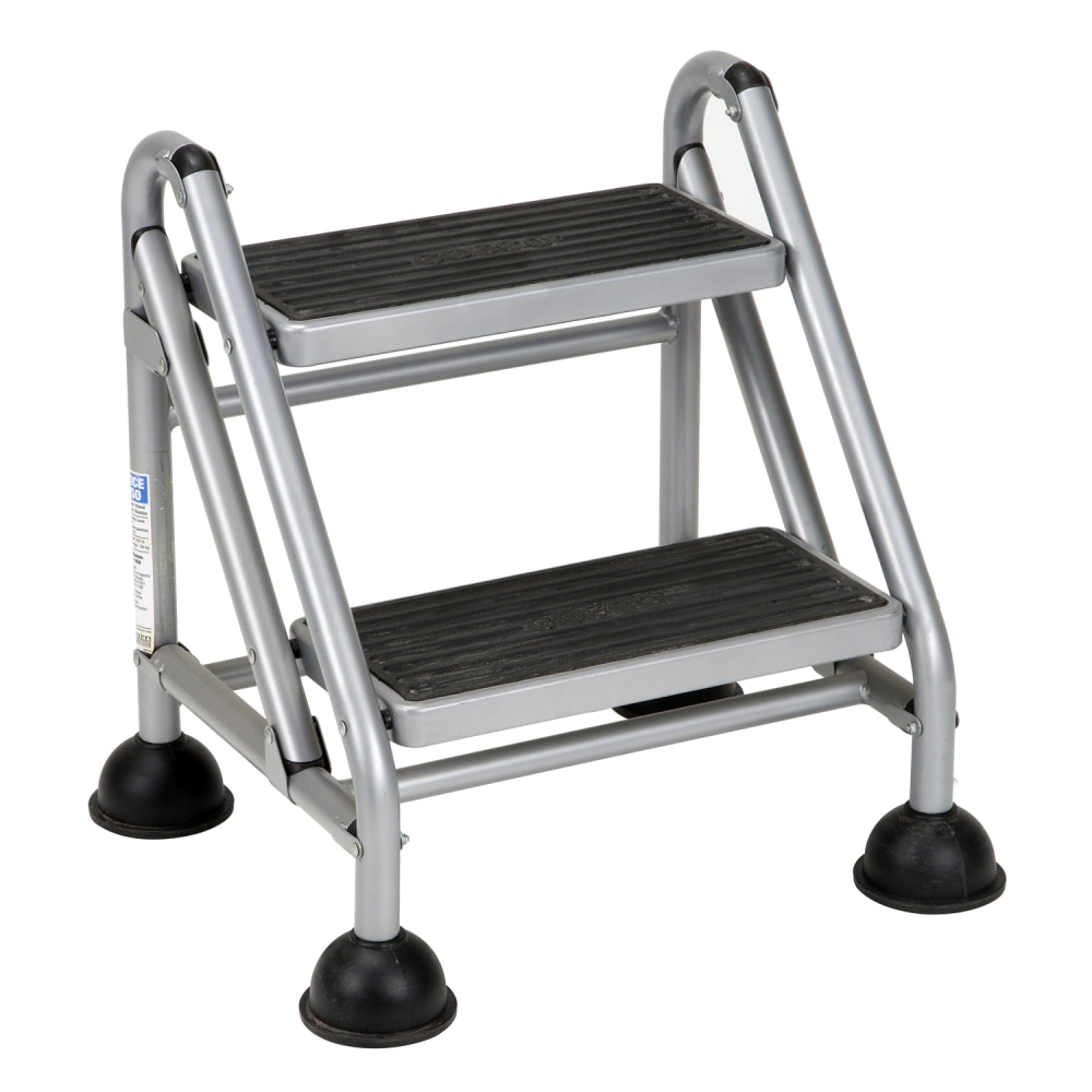 Cosco Rolling Commercial Step Stool, 2-Step, 19 7/10 Spread, Black/Platinum MPN:11824GGB1
