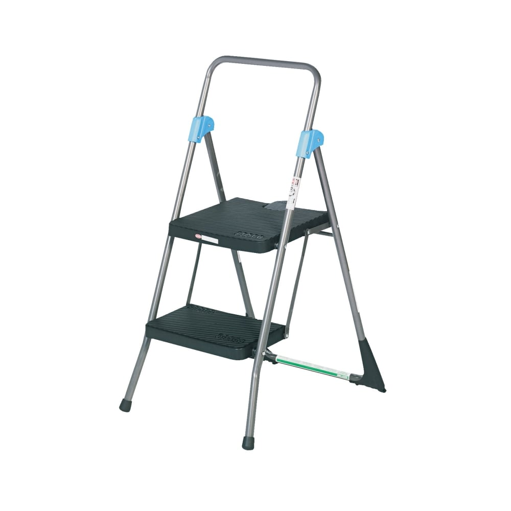 Cosco Steel 2-Step Folding Step Stool, 300 Lb Capacity, 39 1/2in x 22 1/2in x 24 3/4in, Gray MPN:11829GGB