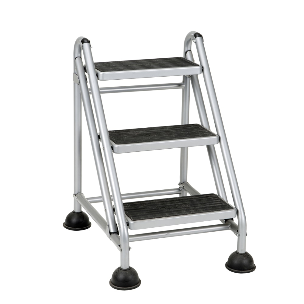 Cosco Rolling Commercial Step Stool, 3-Step, 26 3/5 Spread, Black/Platinum MPN:11834GGB1