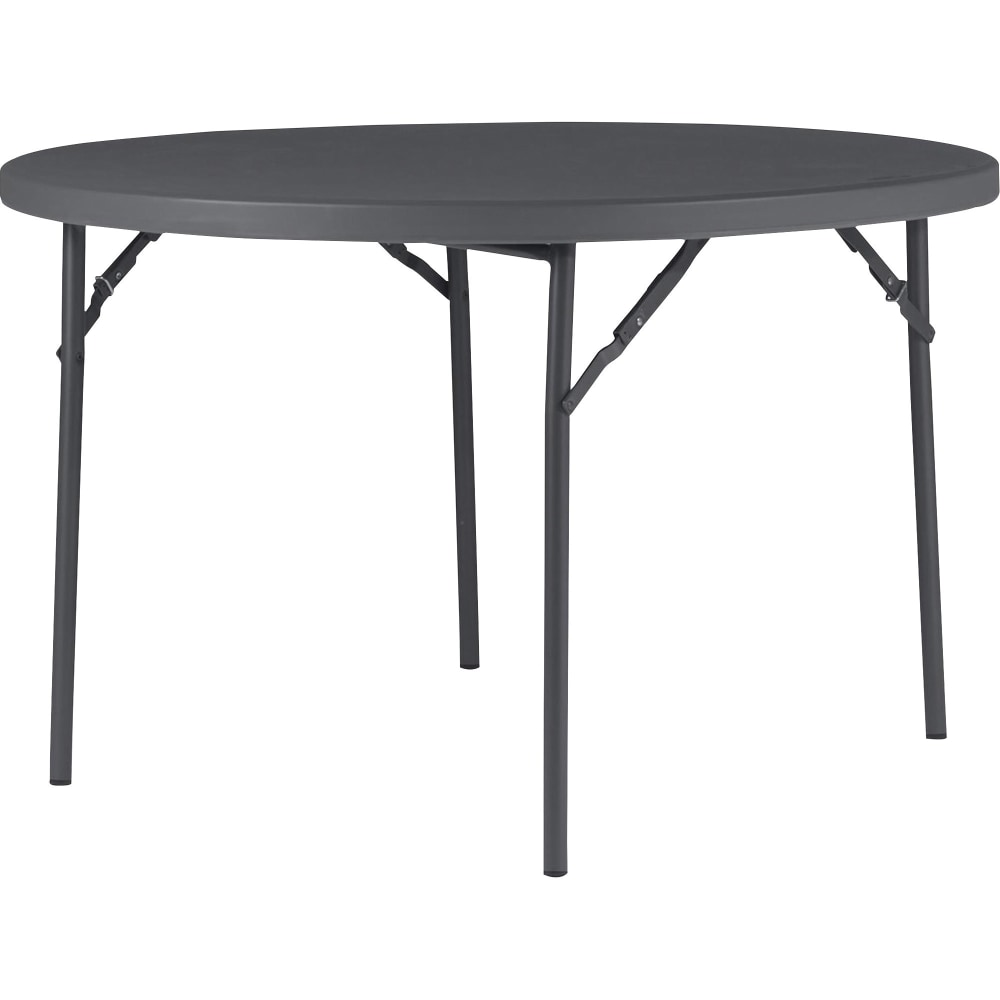 Dorel Zown Commercial Round Blow Mold Fold Table - Round Top - 4 Legs - 750 lb Capacity - 48in Table Top Diameter - 60533SGY1E MPN:60533SGY1E