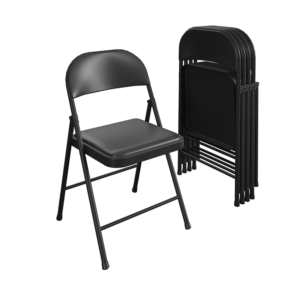 COSCO SmartFold Vinyl Folding Chairs, Black, Pack Of 4 Chairs MPN:14737BKE4E