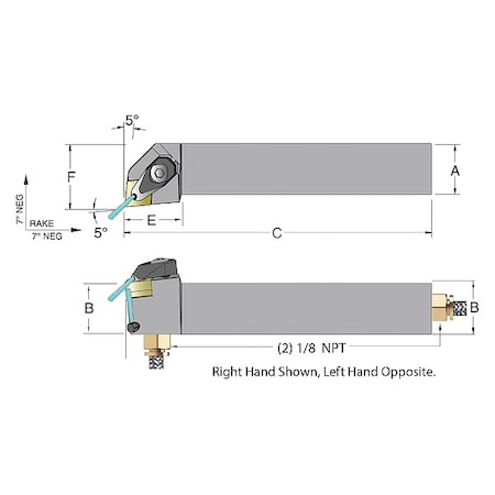 Threading Tool Holder, MTVOR08-3B-A, RH MPN:73310158126