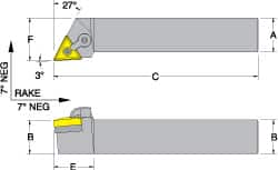 RH MTJN -7&deg; Negative Rake Indexable Turning Toolholder MPN:73310150906