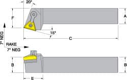 RH MTRN -7&deg; Negative Rake Indexable Turning Toolholder MPN:73310150980