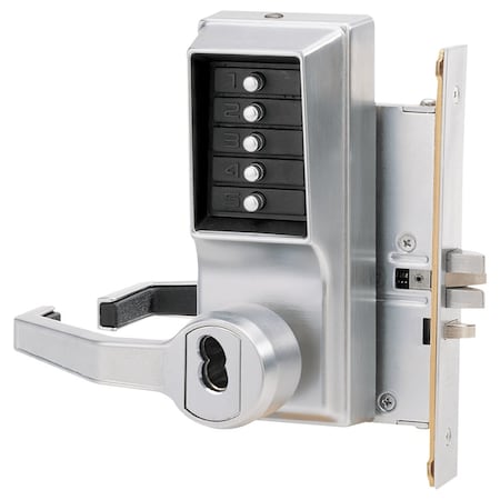 Mortise Combination Lever Lock, Key Override, Lockout, Sargent LFIC Prep, Less Core, Satin Chrome MPN:L8146R-26D-41