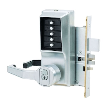 Mortise Combination Lever Lock, Key Override, Passage, Lockout, Less Core, Satin Chrome MPN:L8148M-26D-41