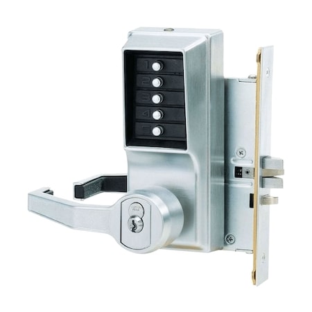 Mortise Combination Lever Lock, Key Override, Passage, Lockout, Less Core, Satin Chrome MPN:LR8148S-26D-41