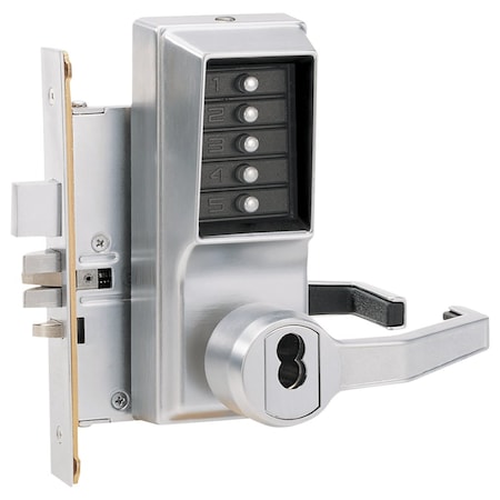 Mortise Combination Lever Lock, Key Override, Passage, Lockout, Less Core, Satin Chrome MPN:RR8148M-26D-41