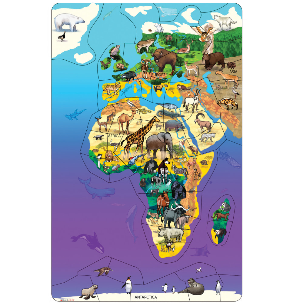 Dowling Magnets Animal Magnetism Magnetic Wildlife Map Puzzle, Eurasia & Africa MPN:DO-734110