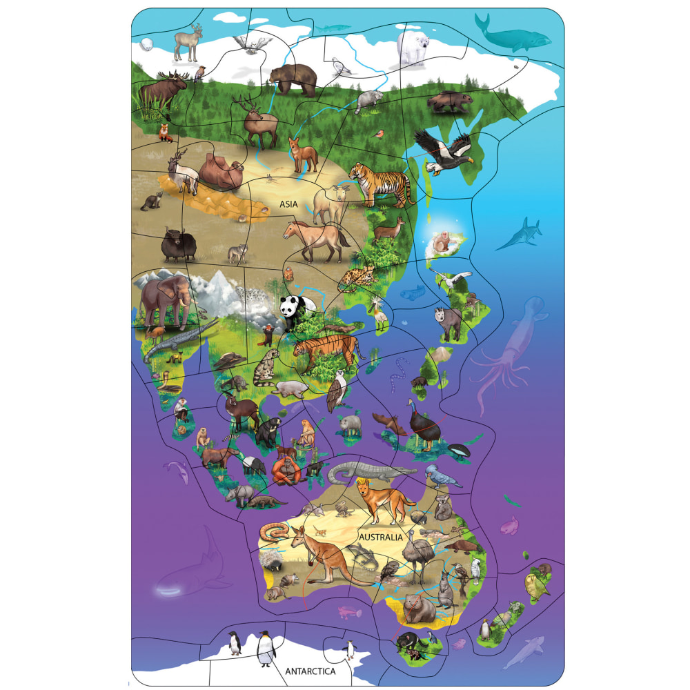 Dowling Magnets Animal Magnetism Magnetic Wildlife Map Puzzle, Asia & Australia MPN:DO-734120