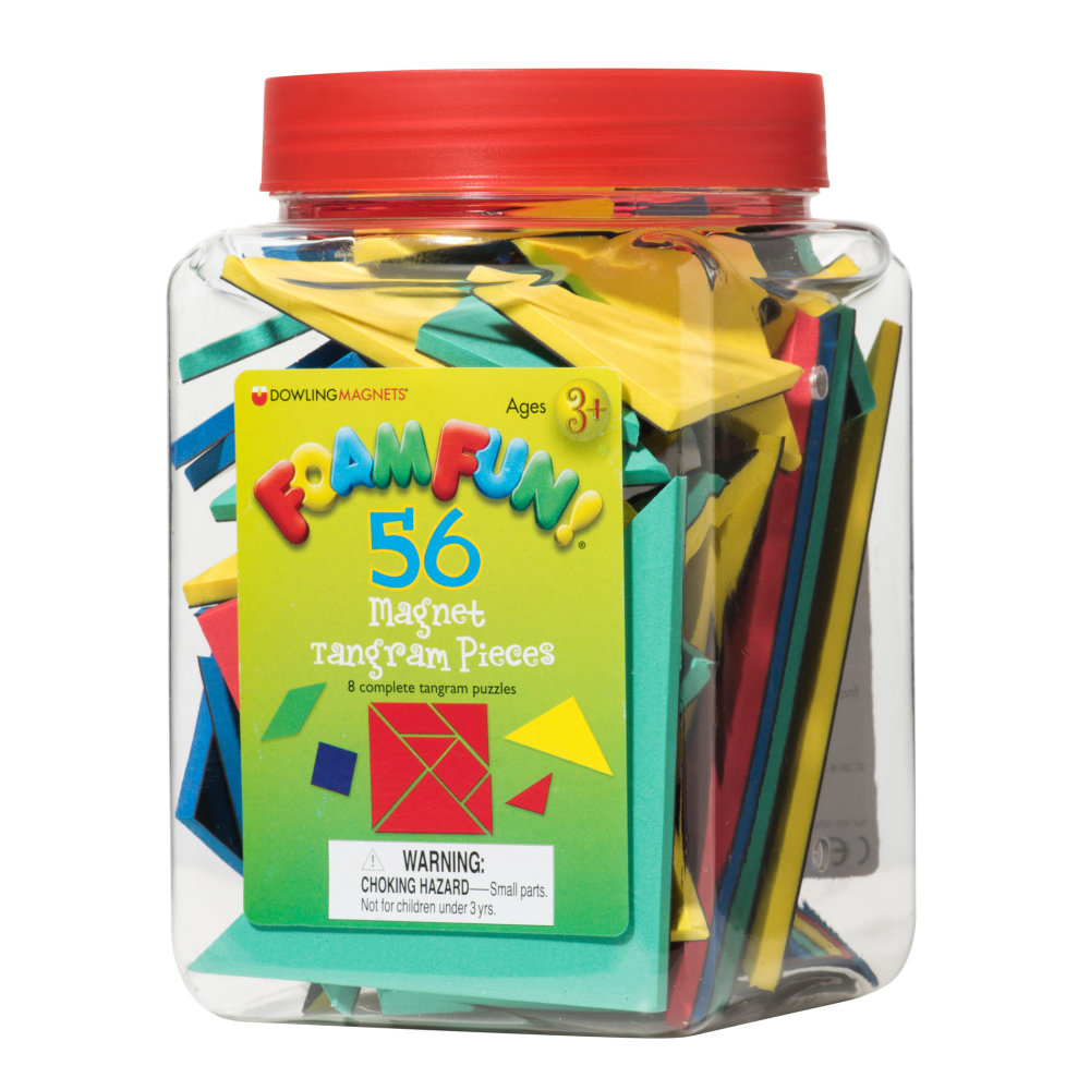 Dowling Magnets Foam Fun! Magnet Tangrams Pieces, Pack Of 56 MPN:DO-732103