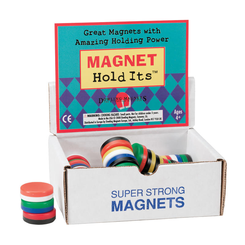 Dowling Magnets Chunky Magnets, Button, 1 1/8in, Assorted Colors, Box Of 40 MPN:711D