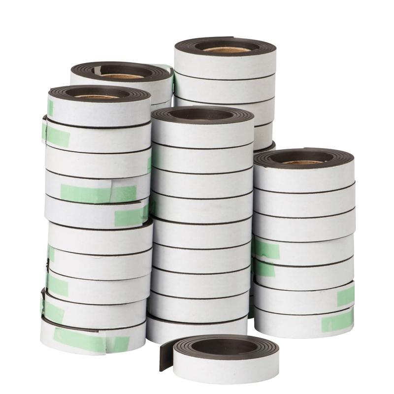 Dowling Magnets Adhesive Magnet Strips, 1/2in x 30in, Gray/White, Box Of 48 MPN:DO-614D