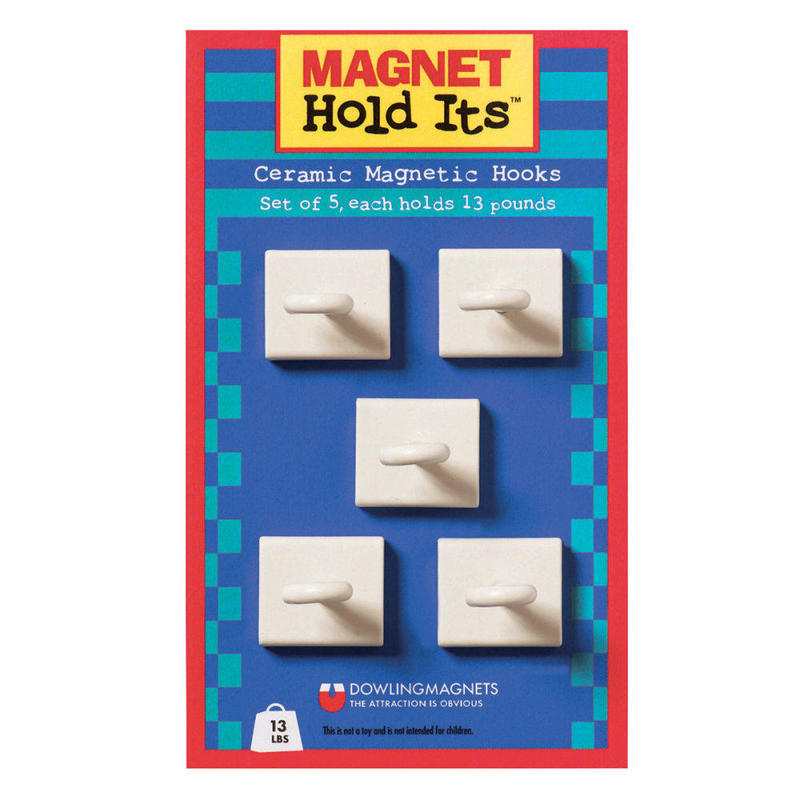 Dowling Magnets Ceramic Magnetic Hooks, 5 Per Pack, 3 Packs MPN:DO-735008-3