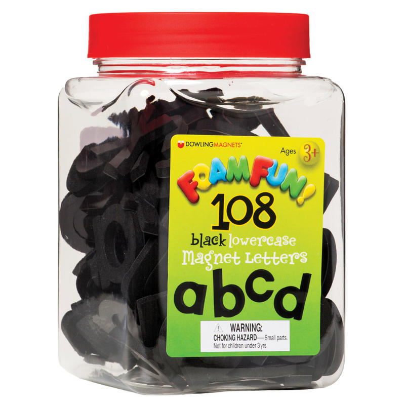 Dowling Magnets Foam Fun Lowercase Magnet Letters, Black, Pre-K - Grade 4, Pack Of 108 Letters MPN:DO-733105