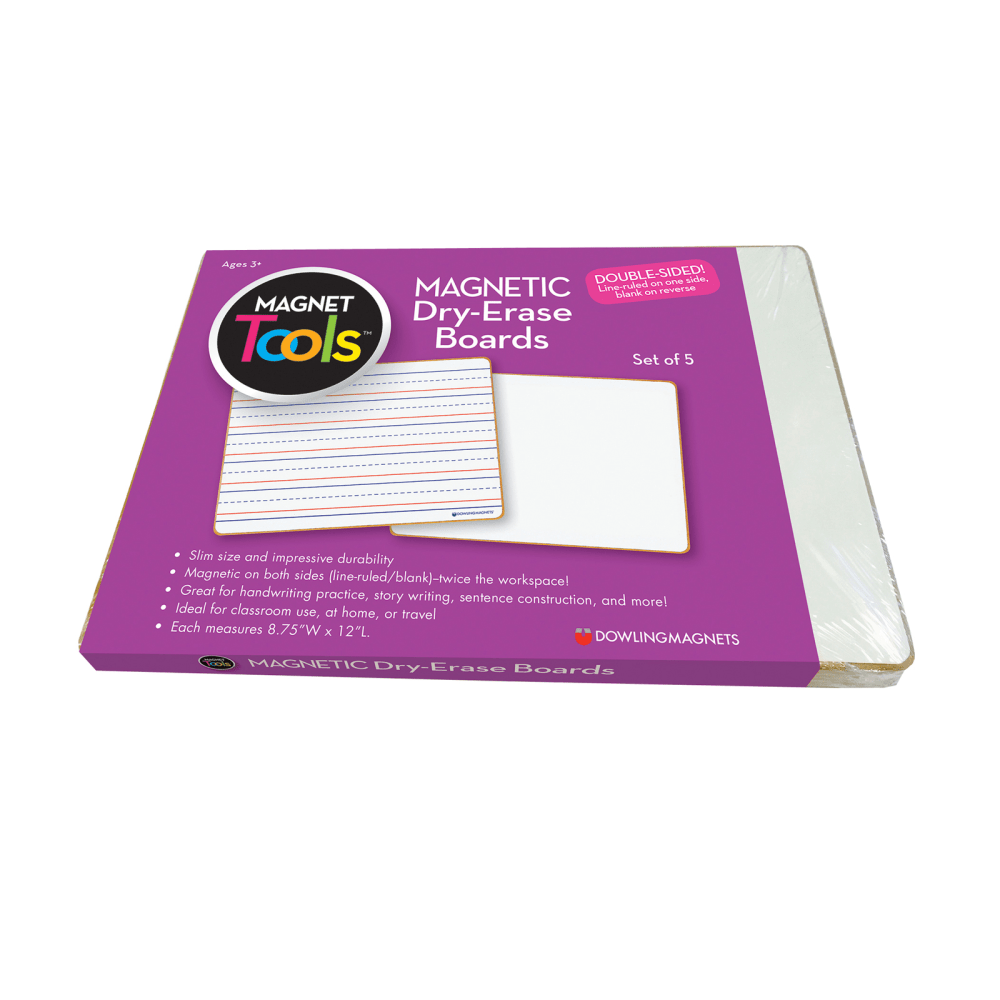 Dowling Magnets Magnetic Dry-Erase Lined & Blank Boards, 12in x 8-3/4in, White, Set Of 5 Boards MPN:DO-735206