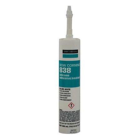 Silicone Adhesive Sealant, 10 oz, Cartridge, White, Silicone Base, 838 MPN:2227819