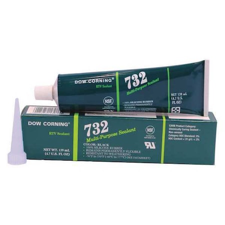 Silicone Sealant, 4 oz, Tube, Black, Silicone Base, 732 MPN:3138364