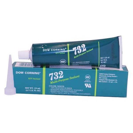 Silicone Sealant, 4 oz, Tube, White, Silicone Base, 732 MPN:3138372