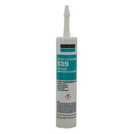 Silicone Adhesive Sealant, 10 oz, Cartridge, White, Silicone Base, 839 MPN:3138496
