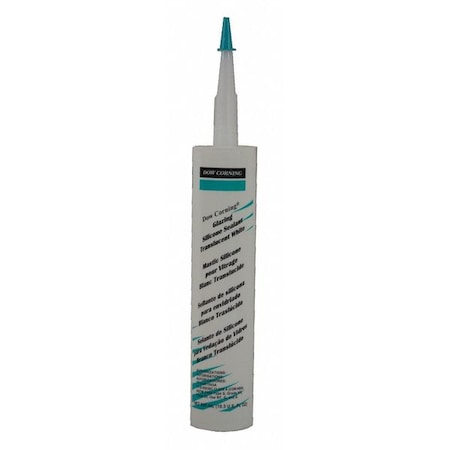 Silicone Glazing Sealant, 10 oz, Cartridge, Transparent White, Silicone Base, Glazing MPN:4045029