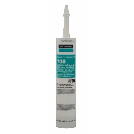 Silicone Sealant, 10 oz, Cartridge, White, Silicone Base, 700 MPN:4060068