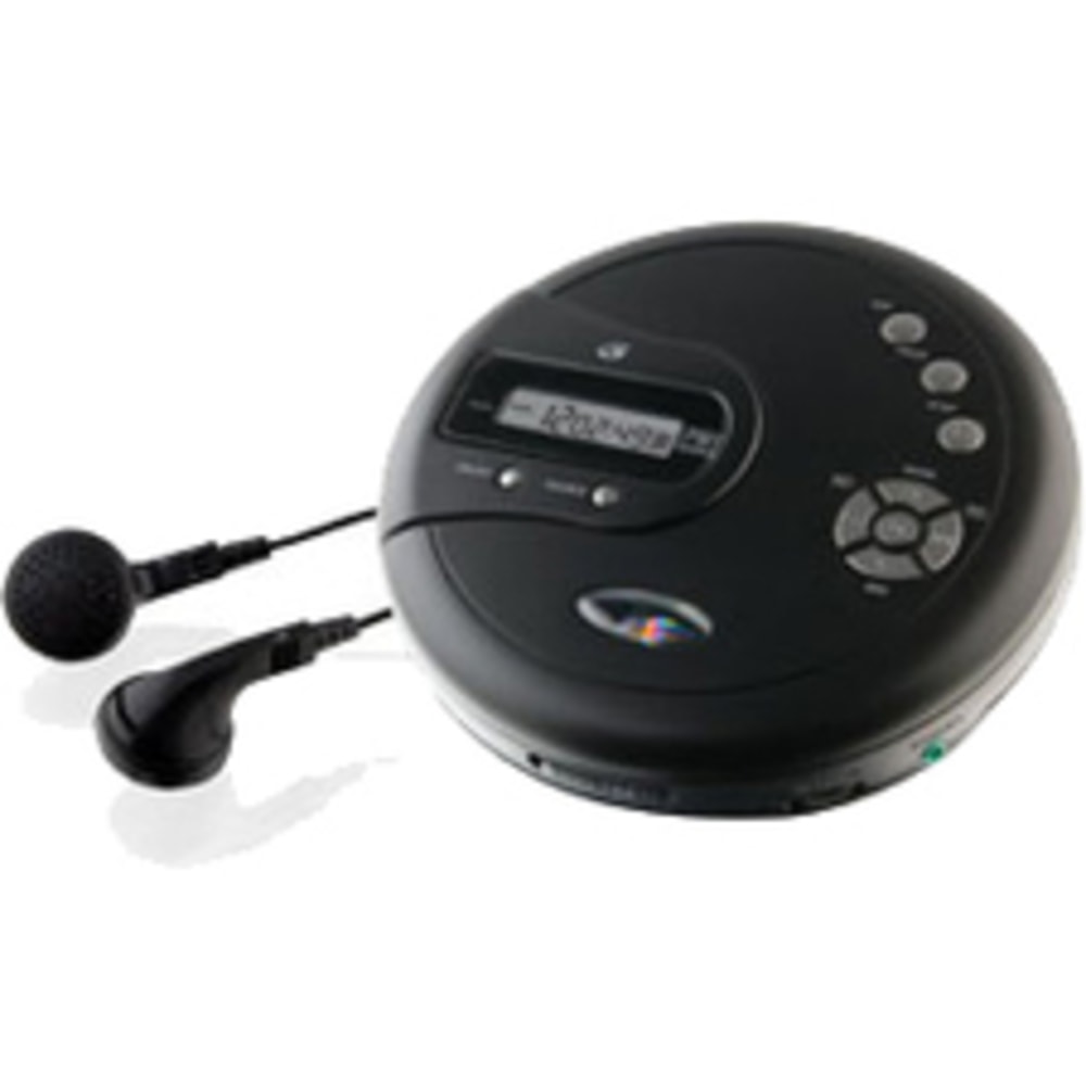 GPX PC332B Personal CD Player With FM Radio, 1.1inH x 5.51inW x 5.51inD, Black MPN:PC332B