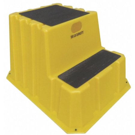 Step Stand, 2 Steps, 500 lb Load Capacity, 20 1/2 in Overall Height, Polyethylene, Yellow MPN:NST-2-14