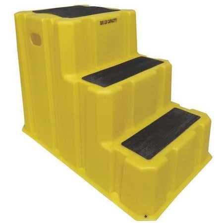 Step Stand, 3 Steps, 500 lb Load Capacity, 29 in Overall Height, Polyethylene, Yellow MPN:NST3-14