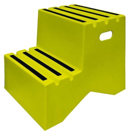 Box Step, 2 Steps, 500 lb Load Capacity, 19 1/2 in Overall Height, Plastic, Yellow MPN:ST217-14