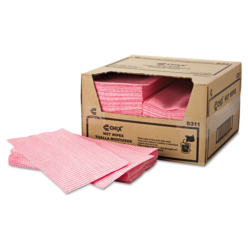 Chix Wet Wipes, 11.5 x 24, White/Pink, 200/Carton MPN:CHI 8311
