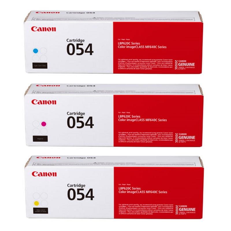 Canon 054 Cyan, Magenta, Yellow Toner Cartridges Combo, Pack Of 3, 3023C001, 3022C001, 3021C001 MPN:CRG054CMY-OD