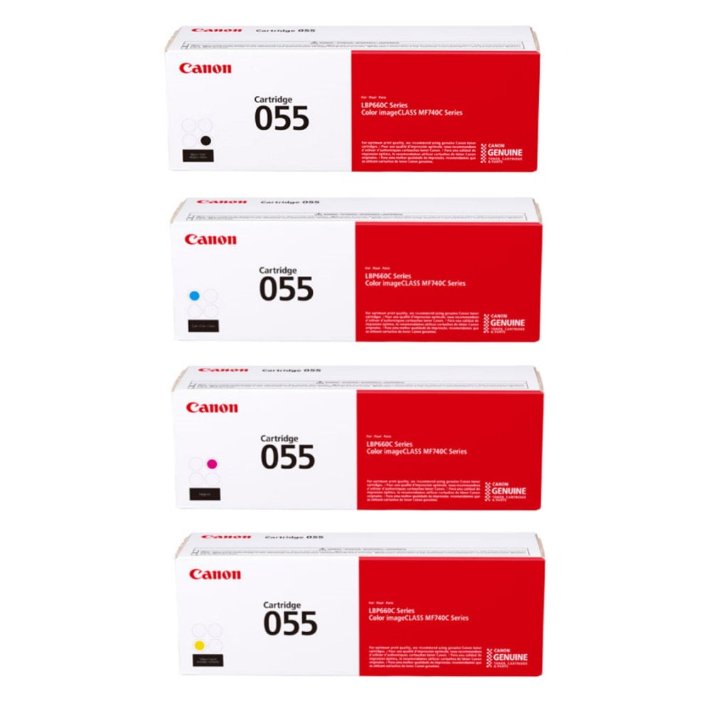 Canon 055 Black And Cyan, Magenta, Yellow Toner Cartridges Combo, Pack Of 4, 3016C001, 3015C001, 3014C001, 3013C001 MPN:CRG055CMYK-OD