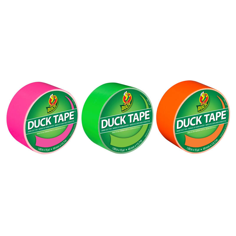 Duck Brand Color Duct Tape Rolls, 1-15/16in x 45 Yd, Neon Colors, Pack Of 3 Rolls MPN:DUCKNEON3PK-OD