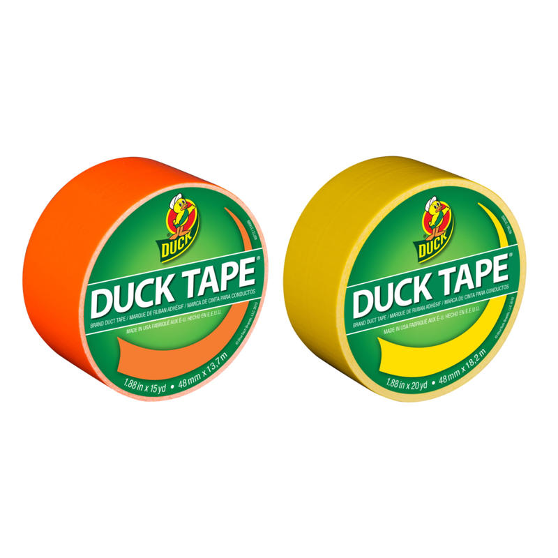 Duck Brand Duct Tape Rolls, 1.88in x 20 Yd/1.88in x 15 Yd., Yellow/Neon Orange, Pack Of 2 Rolls MPN:DUCKORYW-OD