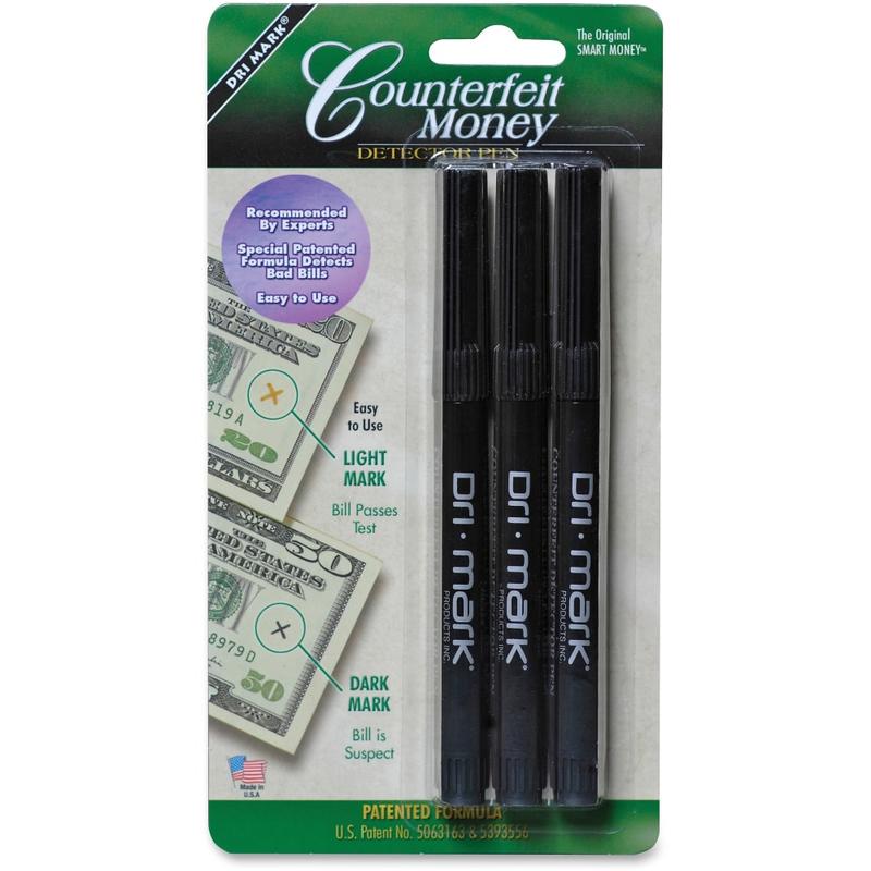 Dri-Mark Counterfeit Detector Pens, Pack Of 3 Pens (Min Order Qty 15) MPN:3513B