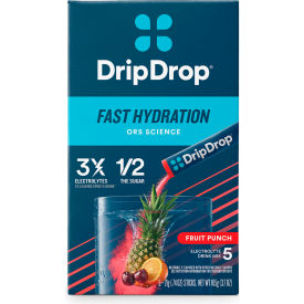 DripDrop® Electrolyte Hydration Powdered Drink Mix Fruit Punch 0.74 oz. 5/Box 12/Case 61760
