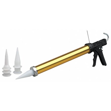 Dripless Caulk Gun, 30 oz Container Size, Aluminum, 18:01, Full Barrel Frame, Gold MPN:WL9907500