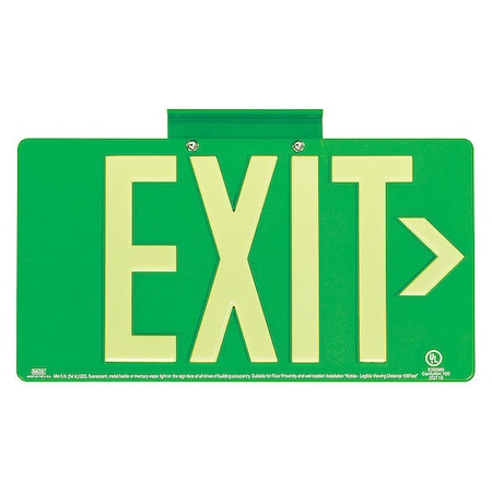 Photoluminescent Single-Face Exit Sign, Green, 100FT Viewing Distance MPN:DPLP100SG