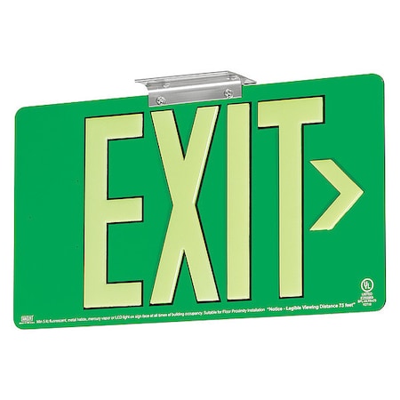 Photoluminescent Single-Face Aluminum Exit, Green, 50FT View Distance MPN:DPLPM50SG
