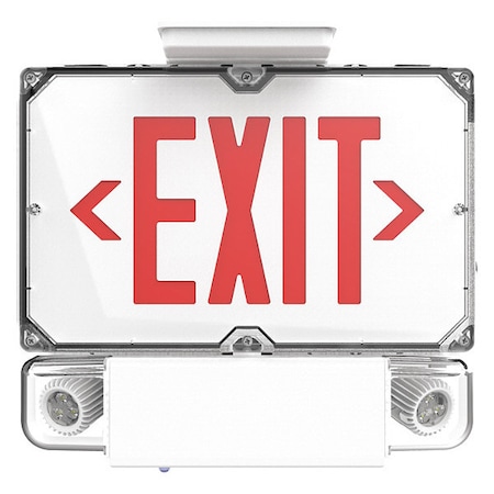 LED Industrial Emer Light/Exit Combo Dbl Face Red/White 12W 120-277v MPN:DYNCDRW12