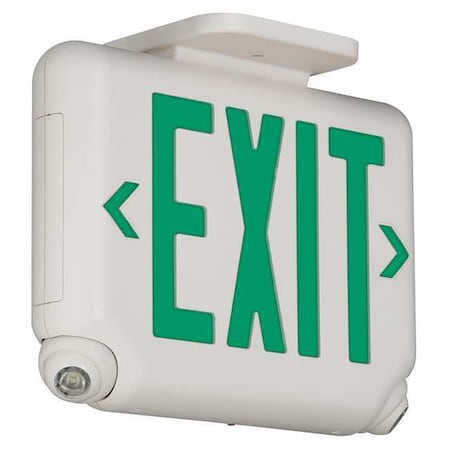 Exit Sign with Emergency Lights, White, 1 or 2 Face(s), LED, Universal Mount MPN:EVCUGWD4