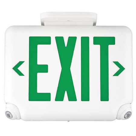 Exit Sign with Emergency Lights, White, 1 or 2 Face(s), LED, Universal Mount MPN:EVCUGWDI