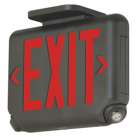 Exit Sign with Emergency Lights, Black, 1 or 2 Face(s), LED, Universal Mount MPN:EVCURBD