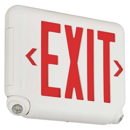 Exit Sign with Emergency Lights, White, 1 or 2 Face(s), LED, Universal Mount MPN:EVCURWD