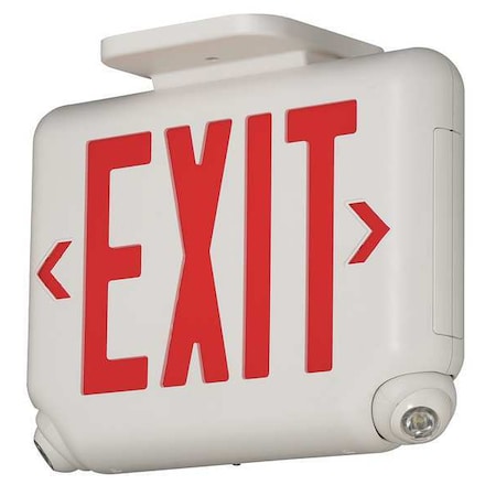 Exit Sign with Emergency Lights, White, 1 or 2 Face(s), LED, Universal Mount MPN:EVCURWD4