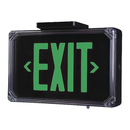 Exit Sign, Dbl Face, Grn Letters, Blk Hsng MPN:SEWLDGBE