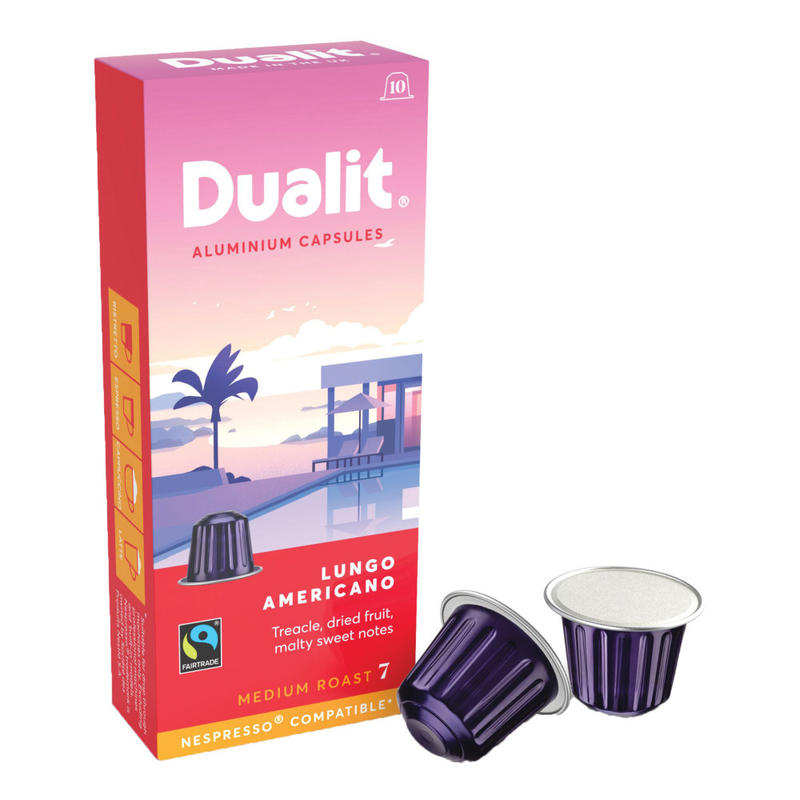 Dualit and Nespresso Compatible Aluminum Coffee NX Freshpacks, Lungo Americano Espresso, Carton Of 100 MPN:15887