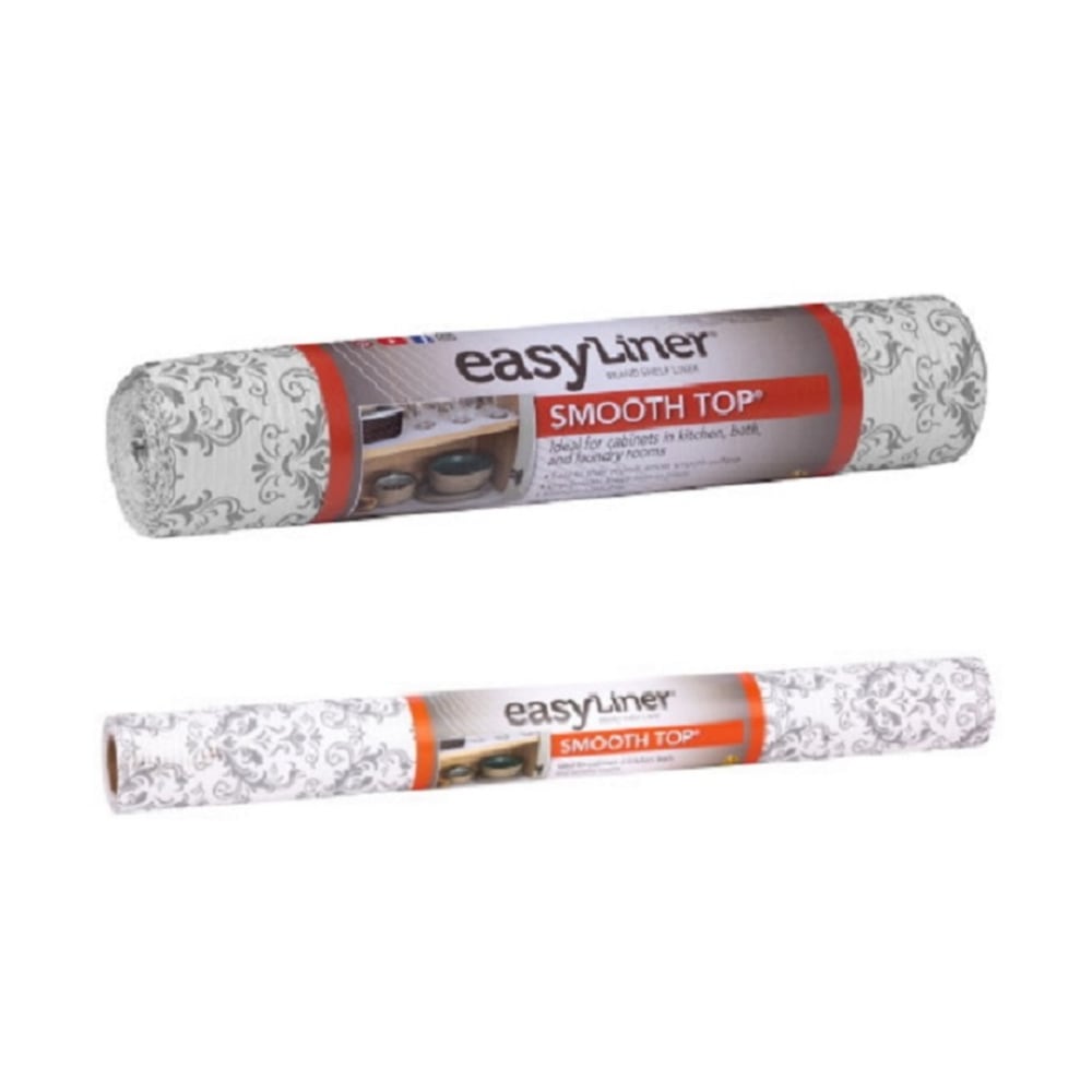 Duck Smooth Top EasyLiner Non-Adhesive Shelf And Drawer Liner, 20in x 6ft/12in x 10ft, Gray Damask, Pack Of 2 Rolls MPN:283319SV-OD