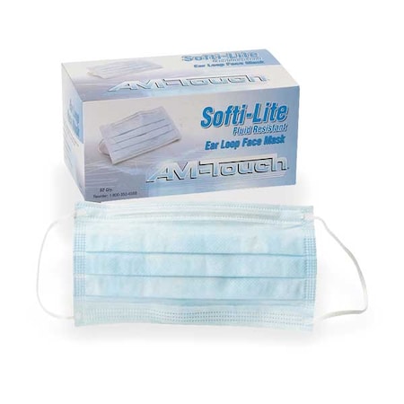 Surgical Mask, 3-Ply, Dual, Non-Adjustable Strap, None, Blue, M, 50 PK MPN:287077
